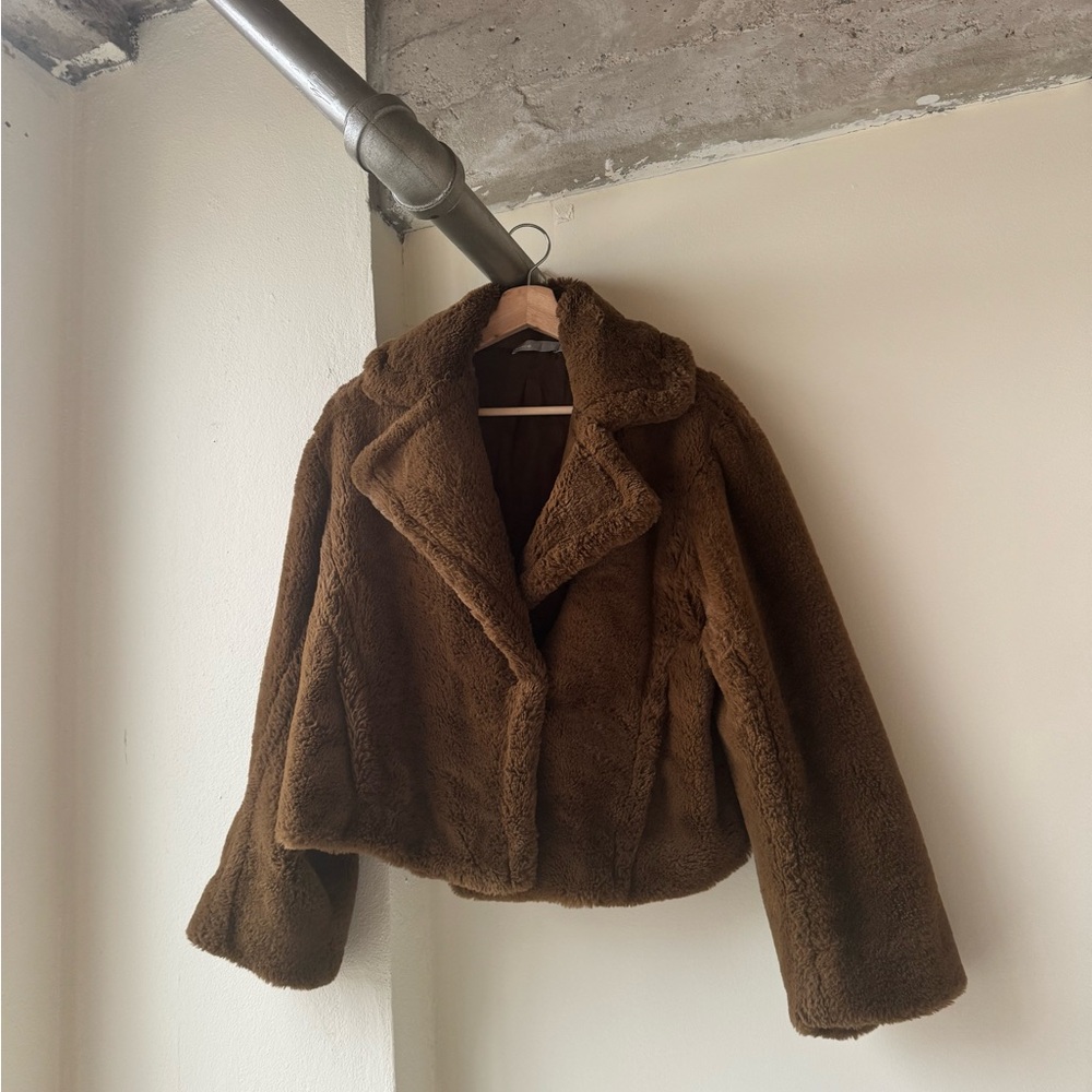 Vince chocolate Brown Faux Fur Women's teddy Jacket
